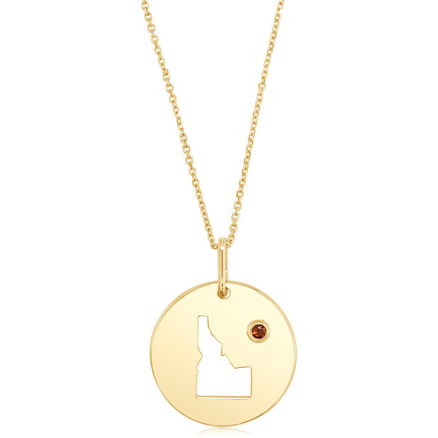 14K Yellow Gold Idaho Garnet Idaho Pendant (With Chain)