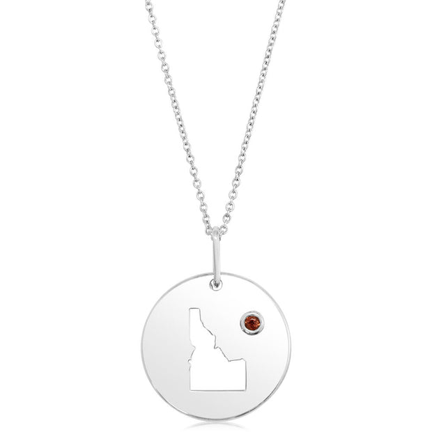 Sterling Silver Idaho Garnet Idaho Pendant (With Chain)