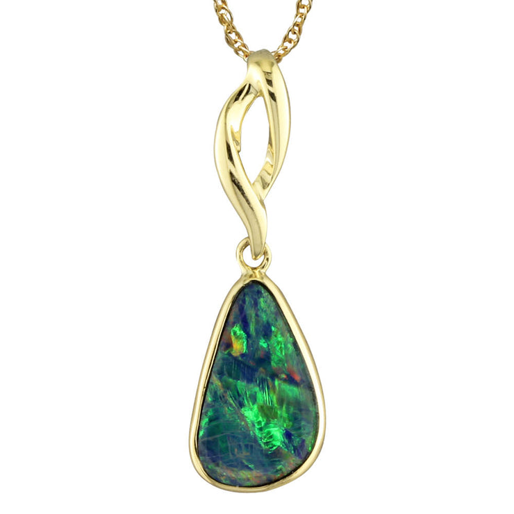 14K Yellow Gold Australian Opal Pendant