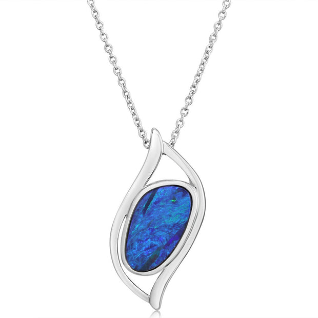 Sterling Silver Australian Opal Doublet Pendant