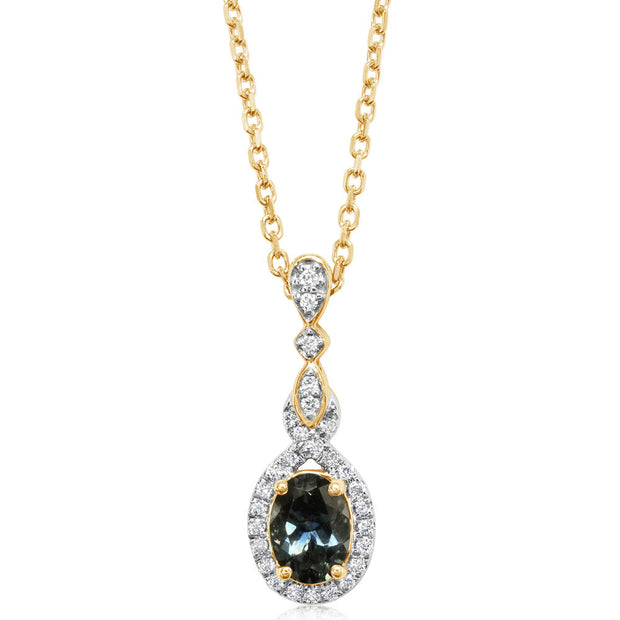 14K Yellow Gold Montana Sapphire/Diamond Neckpiece (Includes Chain)