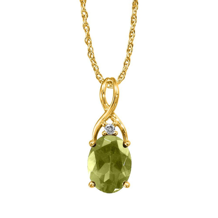 14K Yellow Gold Peridot/Diamond Pendant