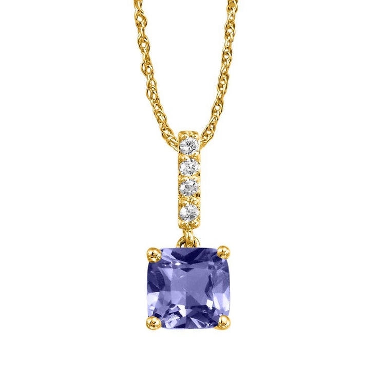 14K Yellow Gold Montana Sapphire/Diamond Pendant