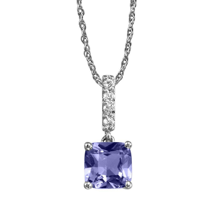 14K White Gold Montana Sapphire/Diamond Pendant