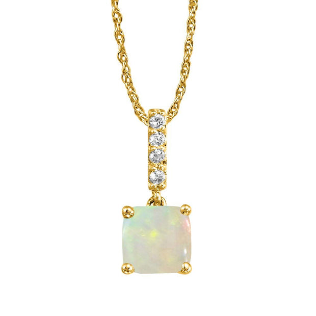 14K Yellow Gold Opal/Diamond Pendant