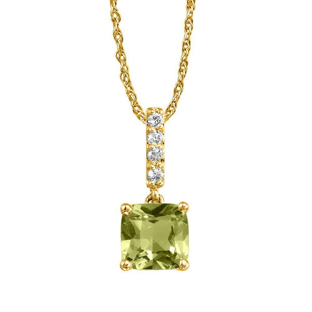 14K Yellow Gold Peridot/Diamond Pendant