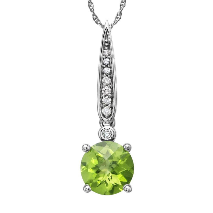 14K White Gold Peridot/Diamond Pendant