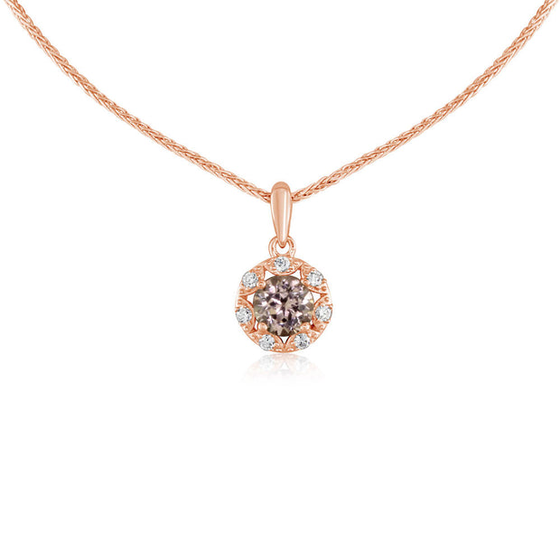 14K Rose Gold Lotus Garnet /Diamond Pendant