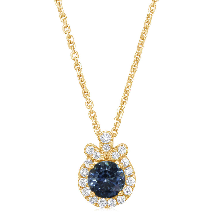 14K Yellow Gold Montana Sapphire/Diamond Pendant