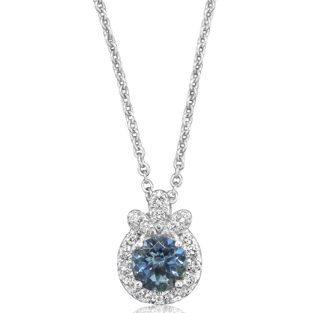 14K White Gold Aquamarine/Diamond Pendant