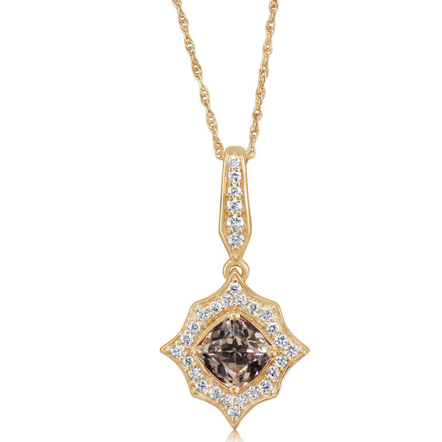 14K Rose Gold Lotus Garnet/Diamond Pendant