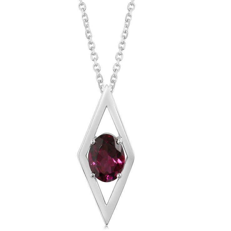 14K White Gold Rhodolite Garnet Pendant