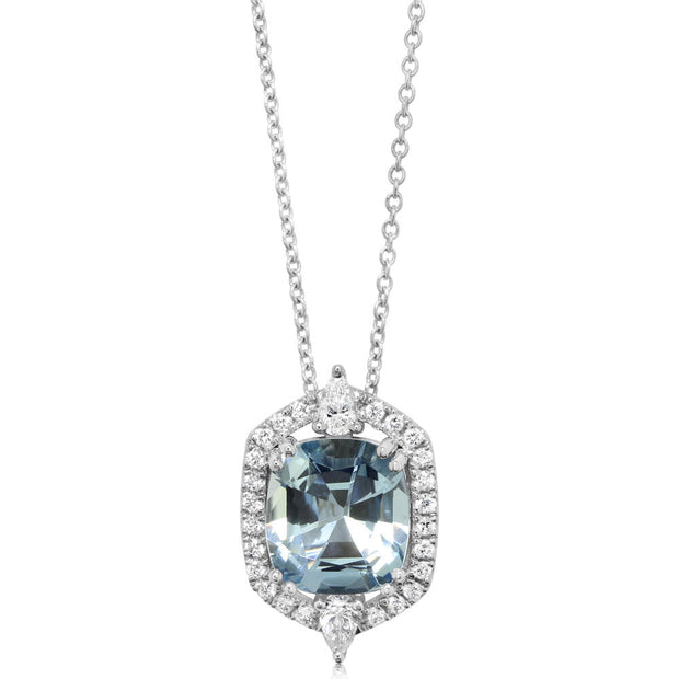 Platinum Aquamarine/Diamond Pendant