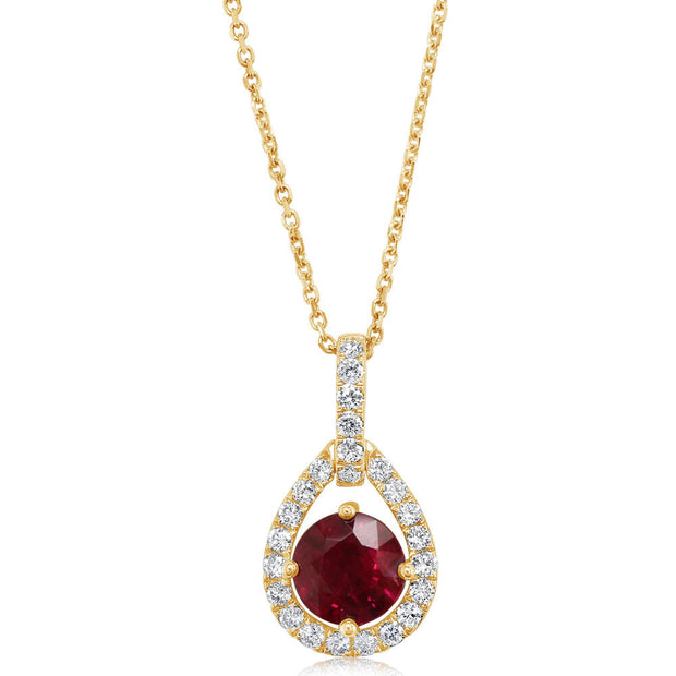 18K Yellow Gold Ruby/Diamond Pendant