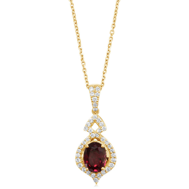 18K Yellow Gold Mozambique Ruby/Diamond Pendant