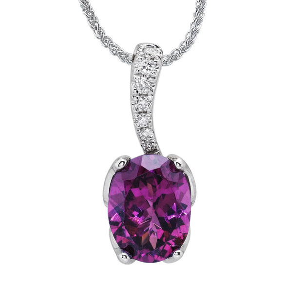 14K White Gold Purple Garnet/Diamond Pendant