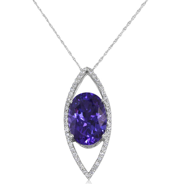 14K White Gold Tanzanite/Diamond Pendant