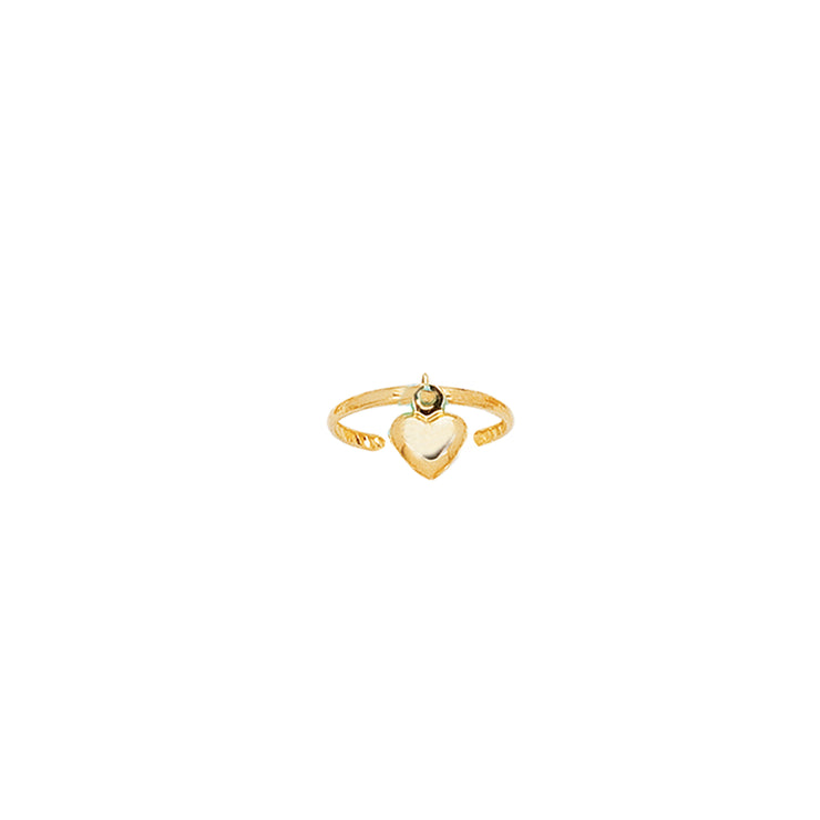 14K Gold Dangling Heart Toe Ring