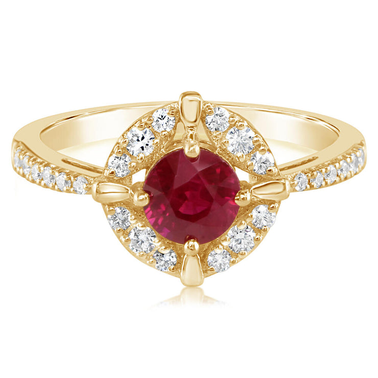 18K Yellow Gold Ruby/Diamond Ring