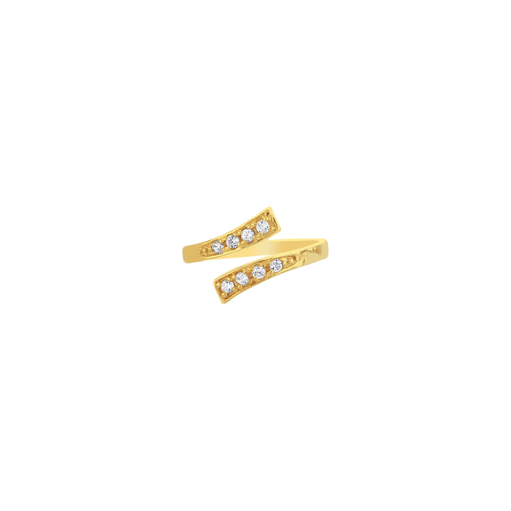 14K Gold Bypass CZ Toe Ring