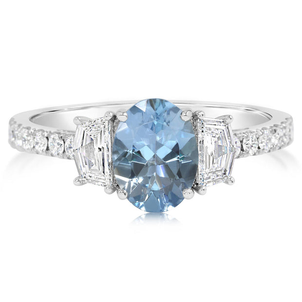 Platinum Aquamarine/Diamond Ring