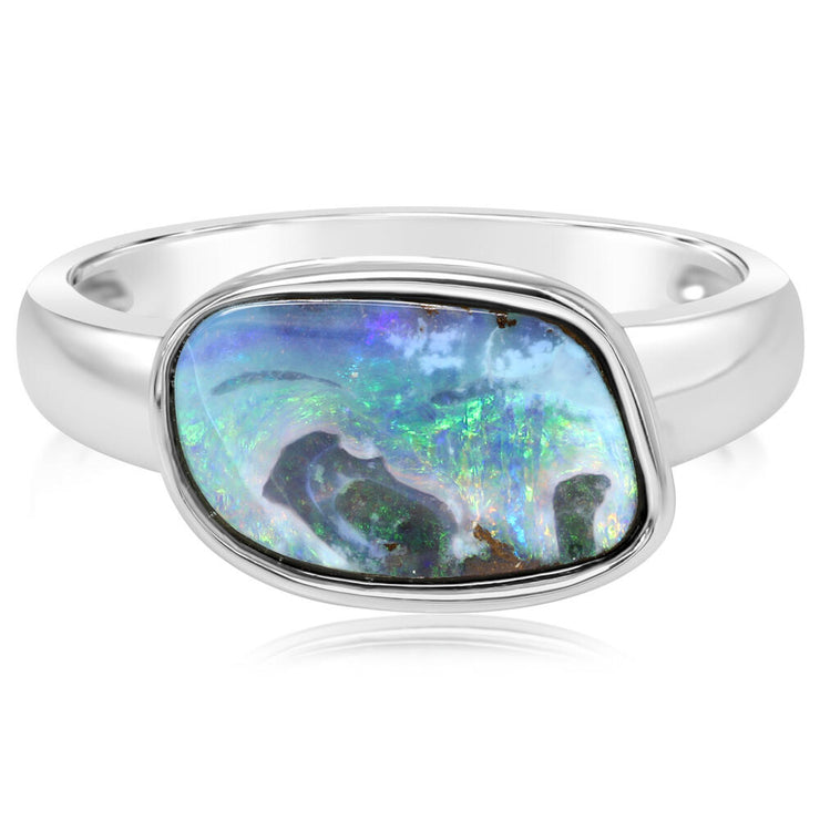 Sterling Silver Opal Boulder Ring