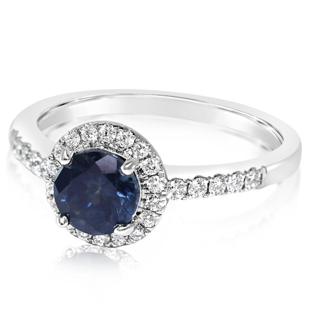 14K White Gold Montana Sapphire/Diamond Ring