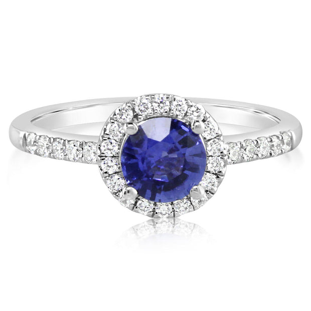 14K White Gold Ceylon Sapphire/Diamond Ring