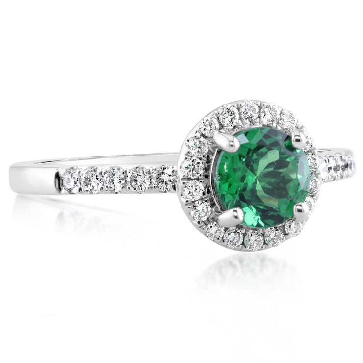 14K White Gold Tsavorite/Diamond Ring