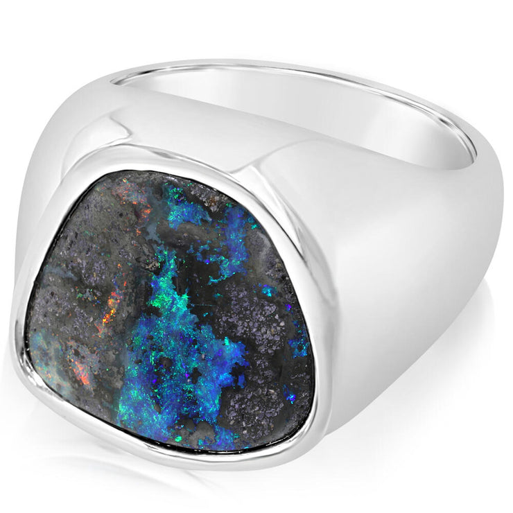 Sterling Silver Boulder Opal Ladies Ring