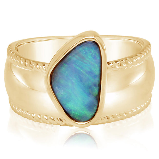 14K Yellow Gold Australian Boulder Opal Ring