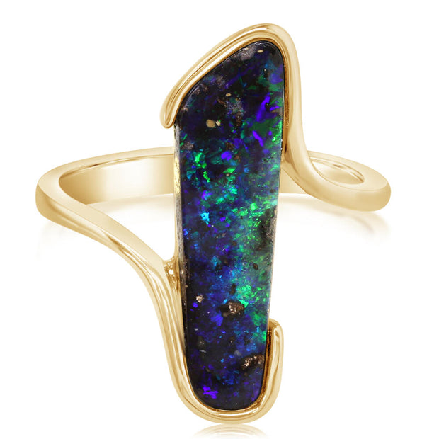 14K Yellow Gold Australian Boulder Opal Ring