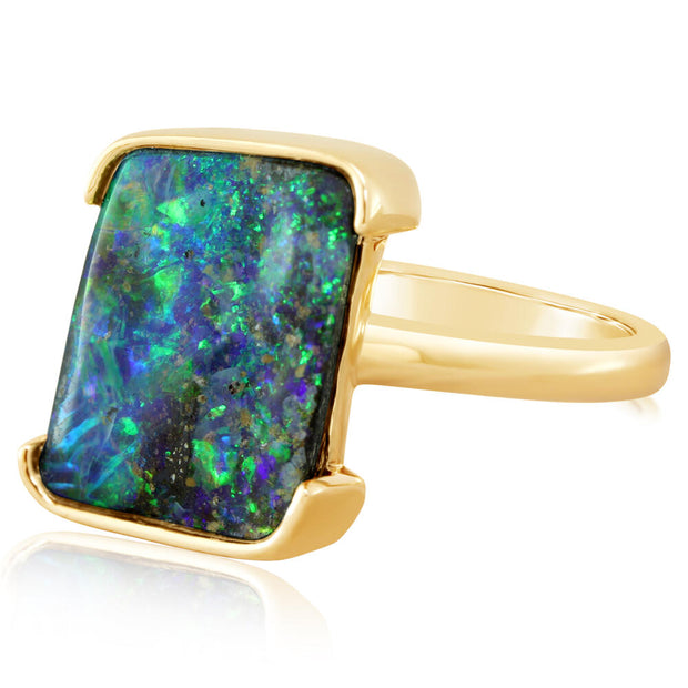 14K Yellow Gold Australian Boulder Opal Ring