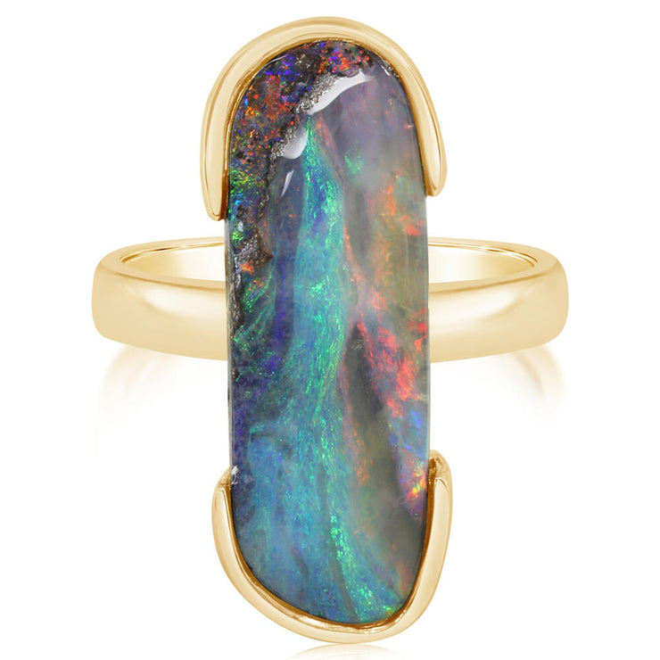 14K Yellow Gold Australian Boulder Opal Ring