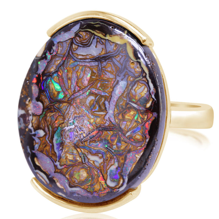 14K Yellow Gold Australian Boulder Opal Ring