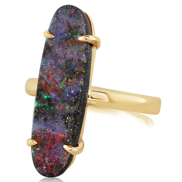 14K Yellow Gold Australian Boulder Opal Ring