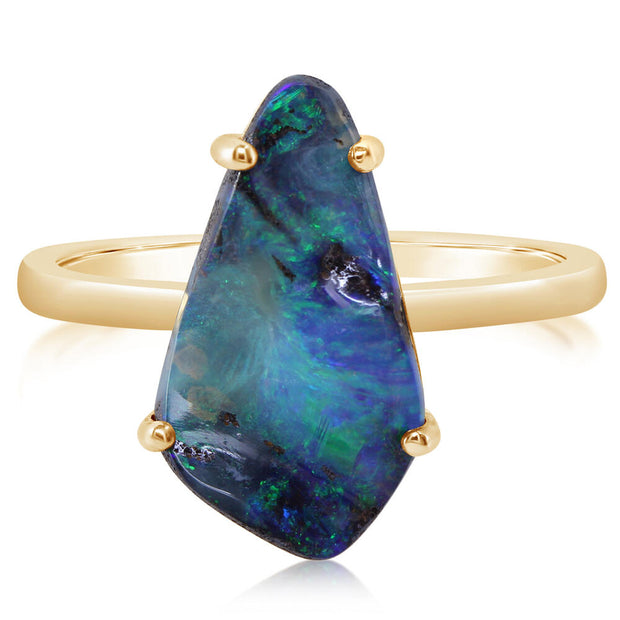 14K Yellow Gold Australian Boulder Opal Ring