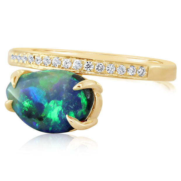 14K Yellow Gold Australian Boulder Opal/Diamond Ring