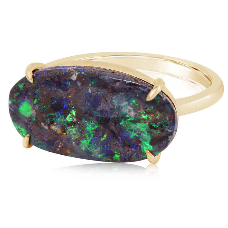 14K Yellow Gold Australian Boulder Opal Ring