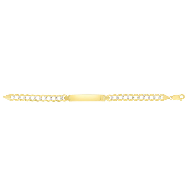 14K Gold 10mm Pave Curb ID Bracelet