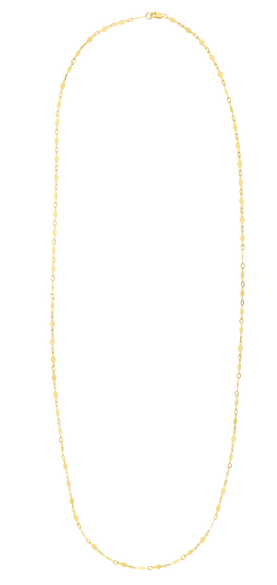 14K Gold Diamond Shape Mirror Chain