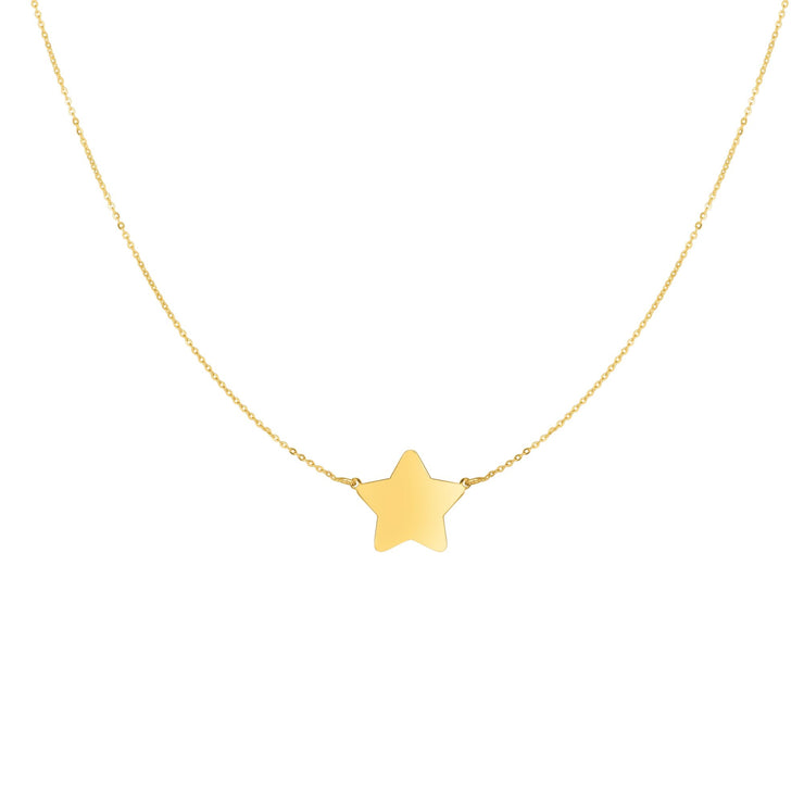 14K Gold Polished Star Necklace