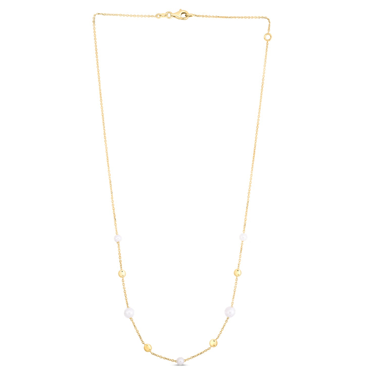 14K Gold & Pearl Bead Tin-Cup Necklace