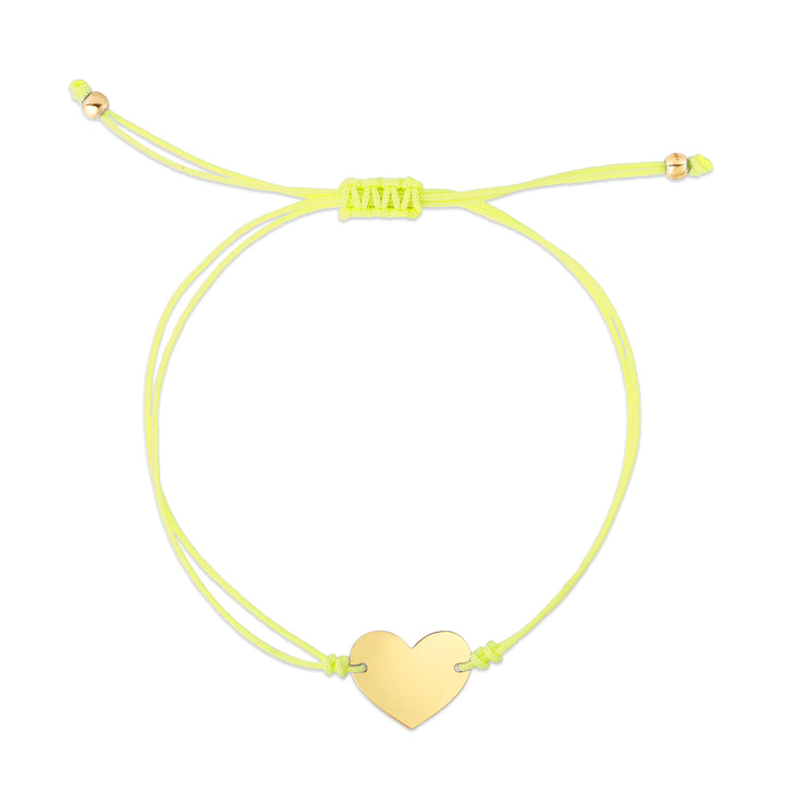 14K Yellow Cord Heart Adjustable Bracelet