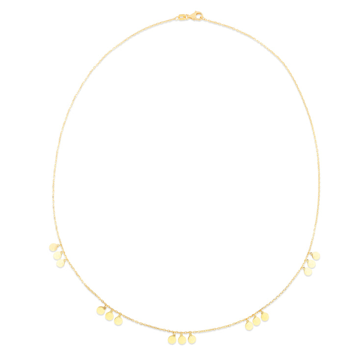 14K Dangle Disc Necklace