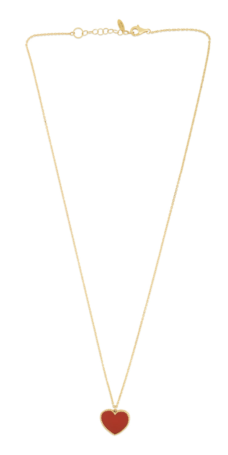 14K Gold Red Cornelia Heart Necklace