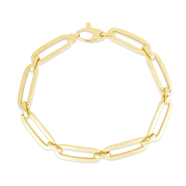 14K Gold 7mm Bombay Paperclip Bracelet