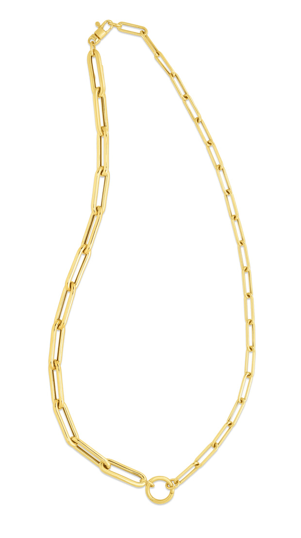 14K Gold Mixed Gauge Paperclip Necklace