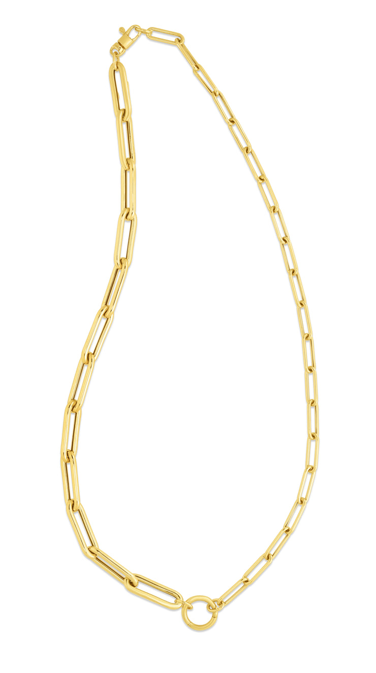 14K Gold Mixed Gauge Paperclip Necklace