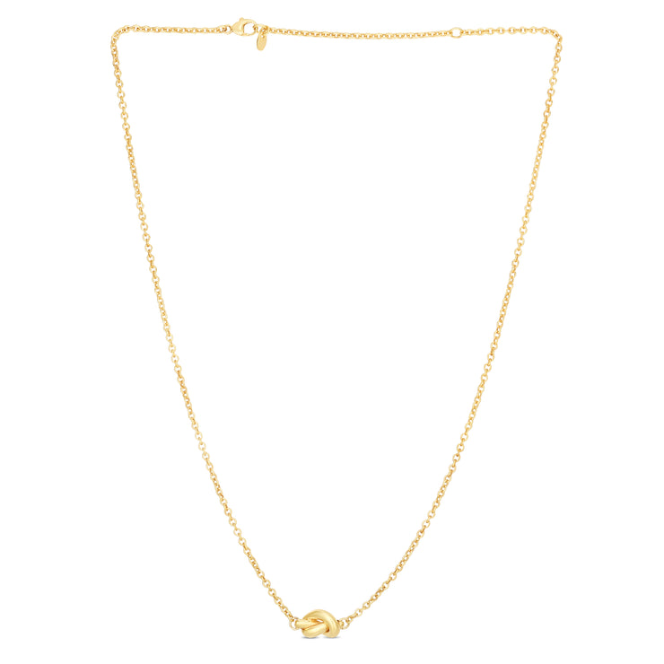 14K Gold Polished Puffed Love Knot Necklace